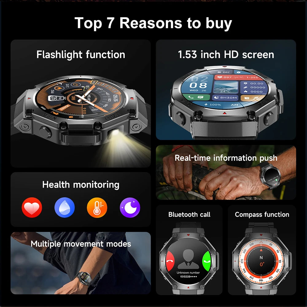 2025 New LED Smart Watch Men's HD AMOLED Bluetooth