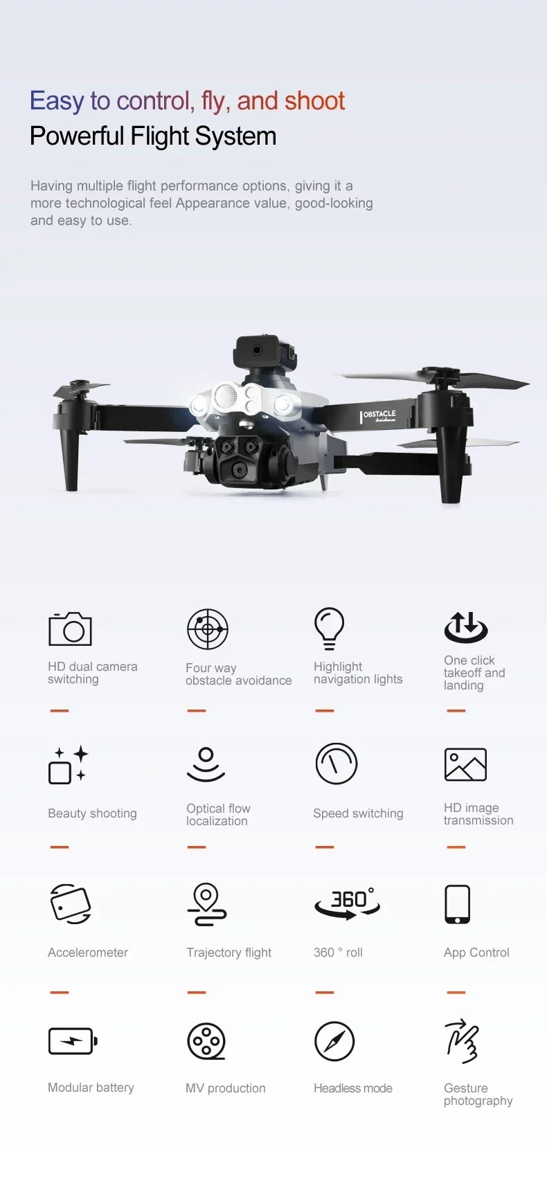 LU200 Drone – 8K Triple Camera, 5G GPS, 10KM Range, Obstacle Avoidance, Foldable Quadcopter