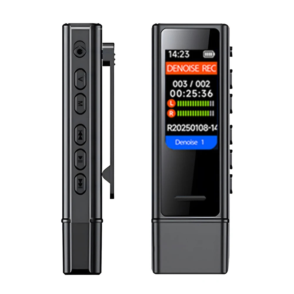USB Flash Drive Voice Activated Recorder with Back Clip – MP3 Player, Noise Cancellation, Digital Audio Recorder