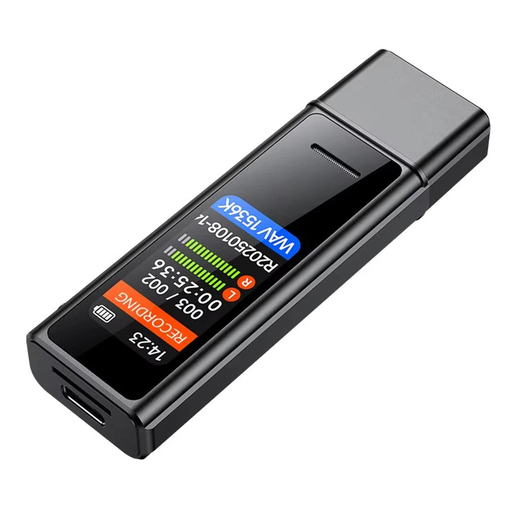 USB Flash Drive Voice Activated Recorder with Back Clip – MP3 Player, Noise Cancellation, Digital Audio Recorder