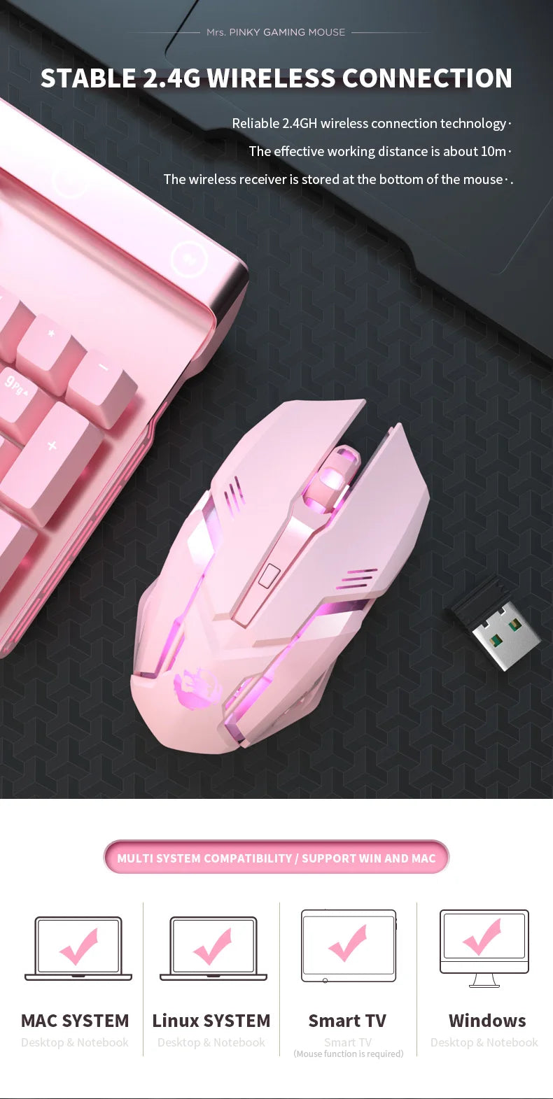 Gaming Mute Mouse – Cute RGB 6-Button Optical Mouse for Desktop & Laptop