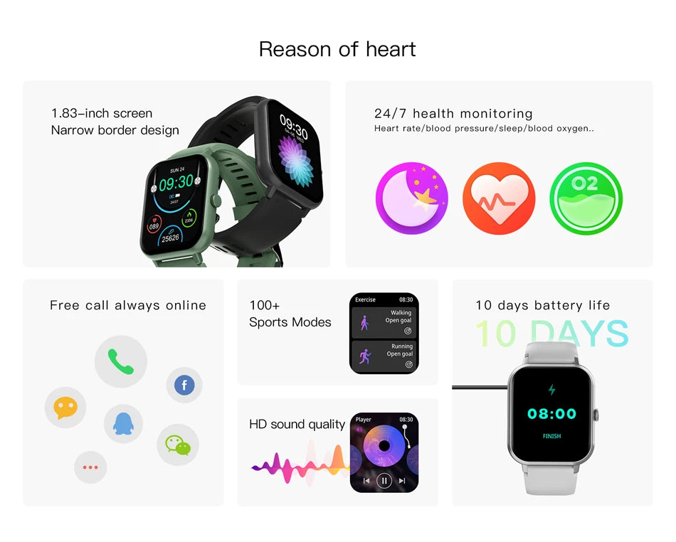 LIGE Waterproof Smart Watch Bluetooth Call Women