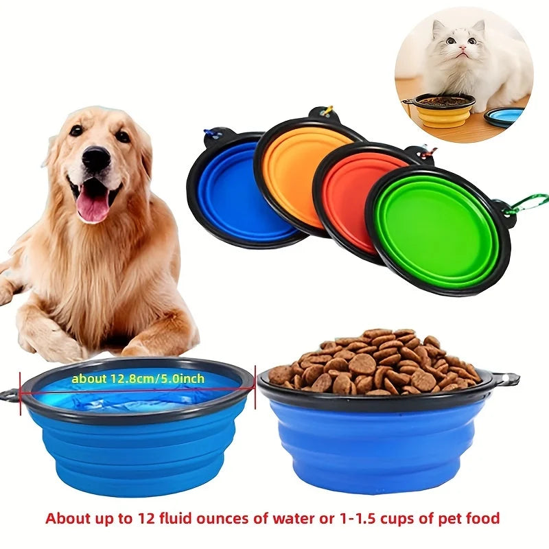Portable Pet Food & Water Bowl – Durable TPR Silicone Collapsible Travel Bowl for Dogs & Cats