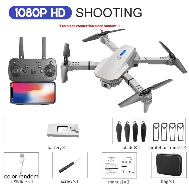 E88 Professional Wide Angle RC Drone – HD 4K Camera, Foldable Design, Ideal for Aerial Photography and Kids' Gifts