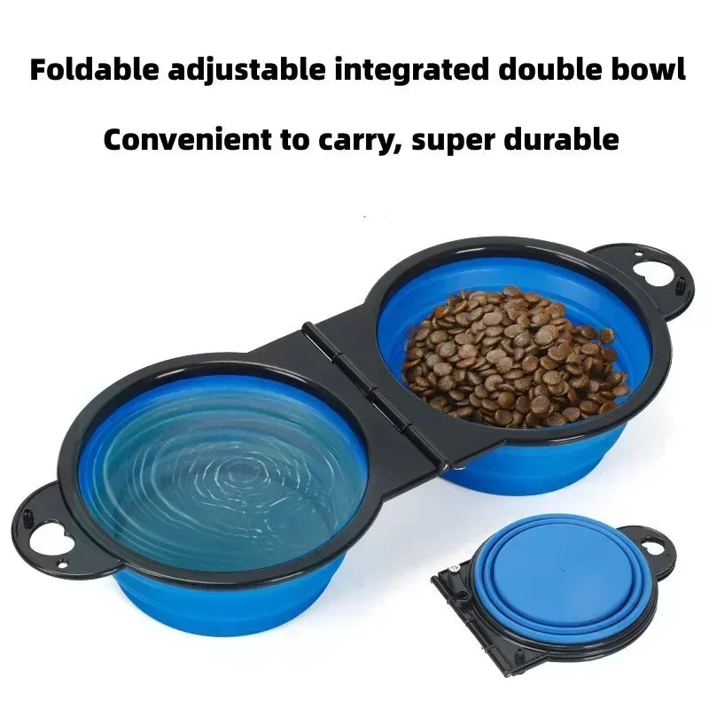 Portable Dual-Purpose Pet Feeder for Dogs & Cats – Collapsible Travel Bowl with Built-in Water Dispenser – Ideal for Hiking, Walks & On-the-Go Adventures