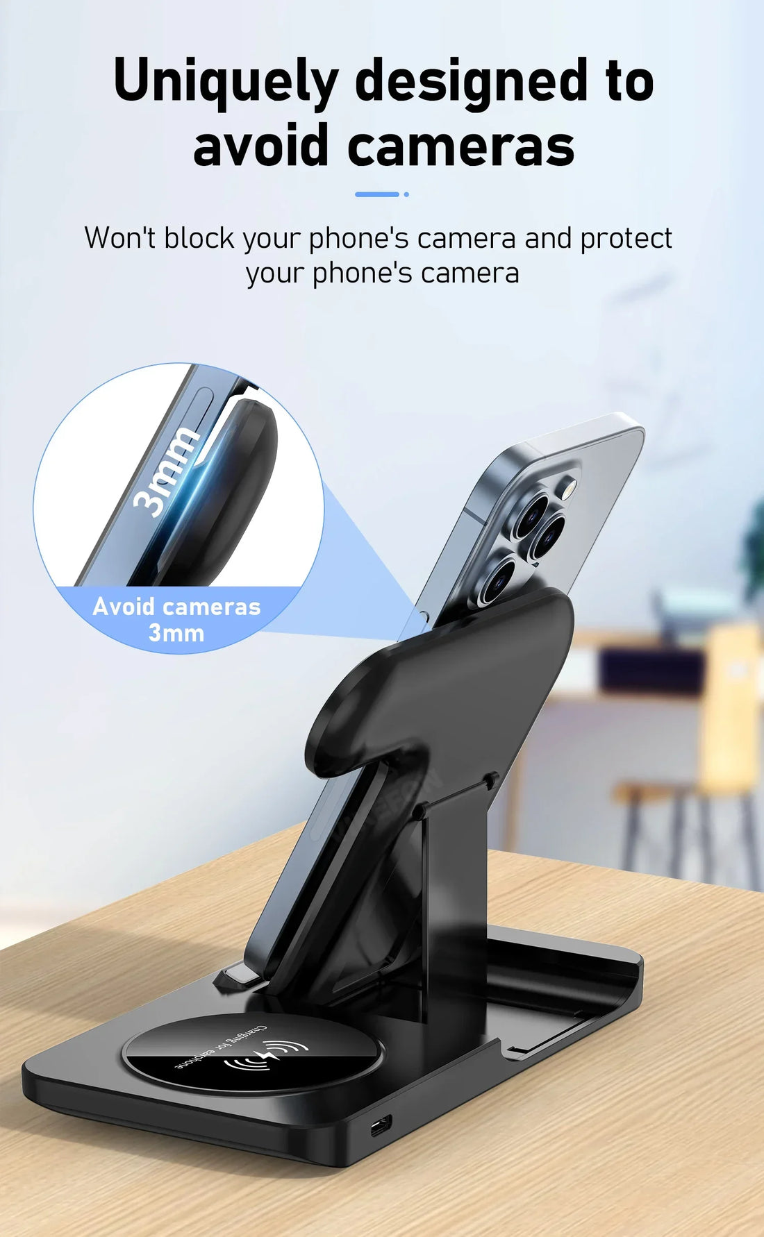 3-in-1 30W Fast Wireless Charging Station | Foldable Charger Stand for iPhone 15–11, Apple Watch Series 9–5, AirPods Pro