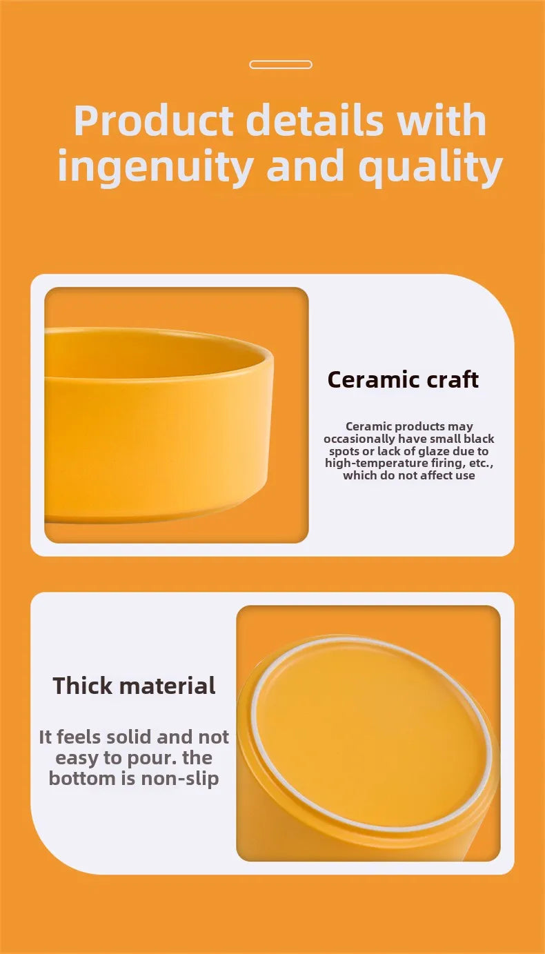 Ceramic Pet Bowl with Wooden Stand – No-Spill Elevated Double Dish Feeder for Cats & Small Dogs