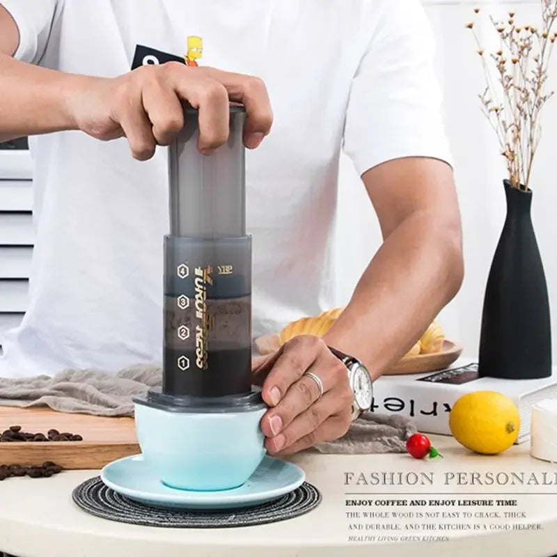 Portable Yuropress French Press – Compact Barista Espresso Coffee Maker with Reusable Filter – Ideal for Travel, Office, and Home Brewing