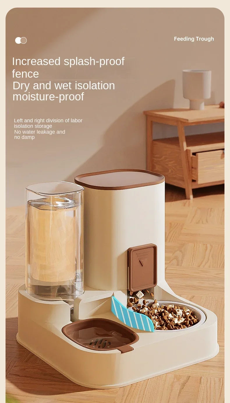 Automatic Pet Water & Food Dispenser – Dual Compartment with Wet/Dry Separation – Ideal for Cats & Small Dogs