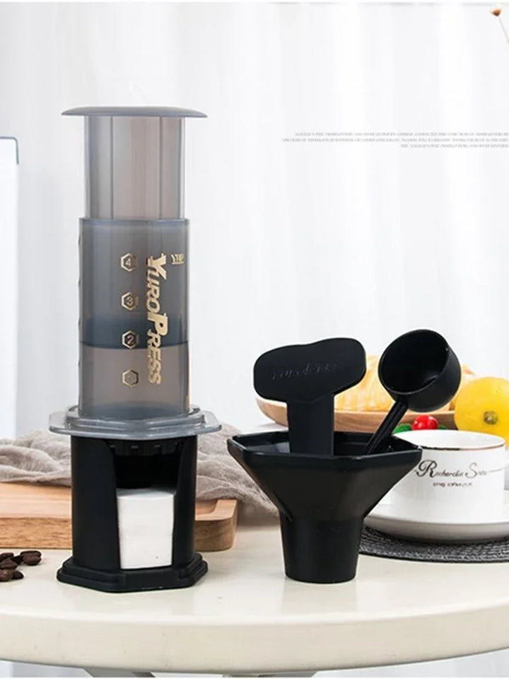 Portable Yuropress French Press – Compact Barista Espresso Coffee Maker with Reusable Filter – Ideal for Travel, Office, and Home Brewing