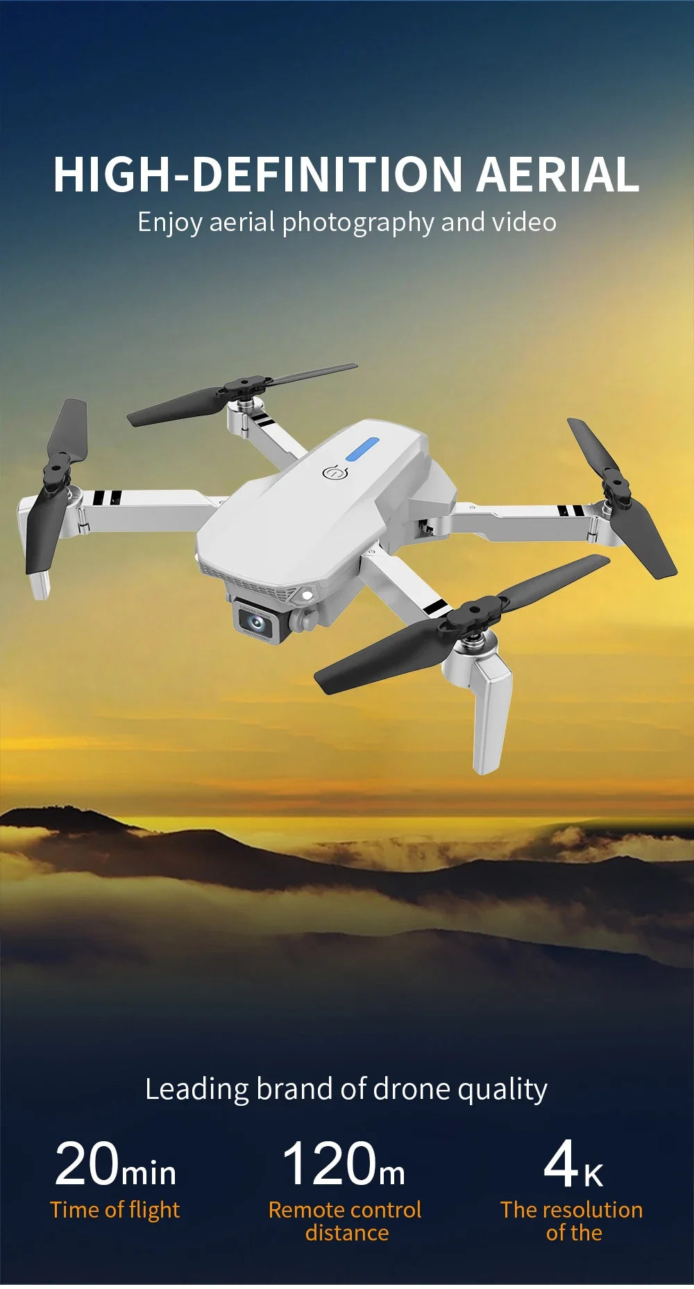 E88 Professional Wide Angle RC Drone – HD 4K Camera, Foldable Design, Ideal for Aerial Photography and Kids' Gifts