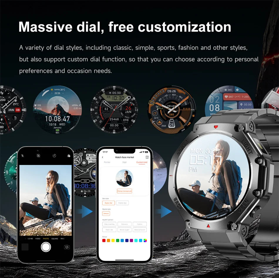 2025 New LED Smart Watch Men's HD AMOLED Bluetooth