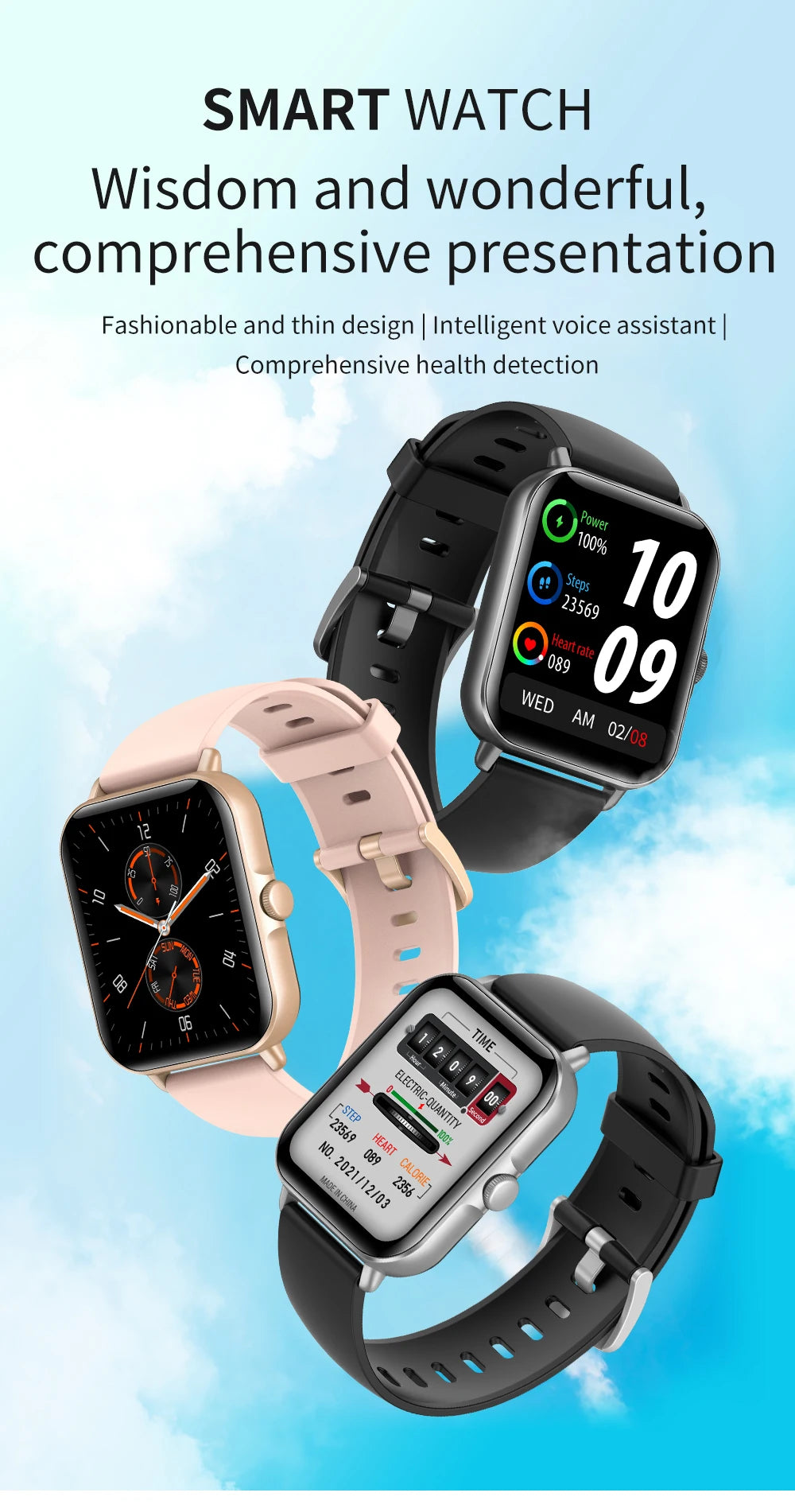 2022 Digital Smartwatch Sports Fitness Men's Women