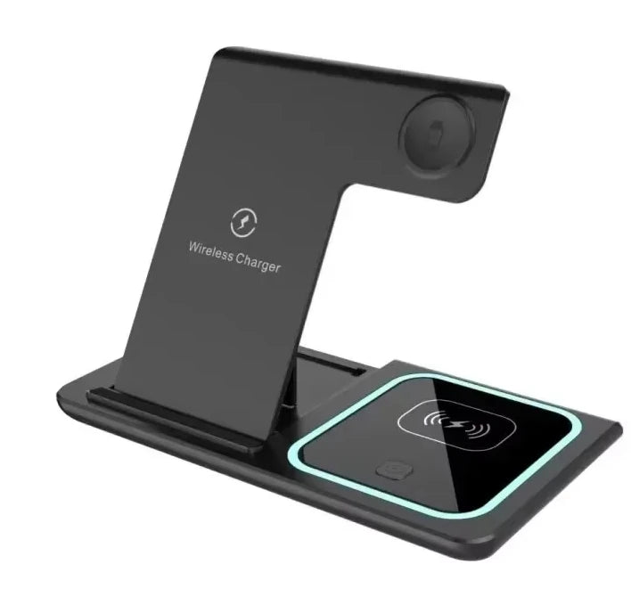 3-in-1 30W Fast Wireless Charging Station | Foldable Charger Stand for iPhone 15–11, Apple Watch Series 9–5, AirPods Pro