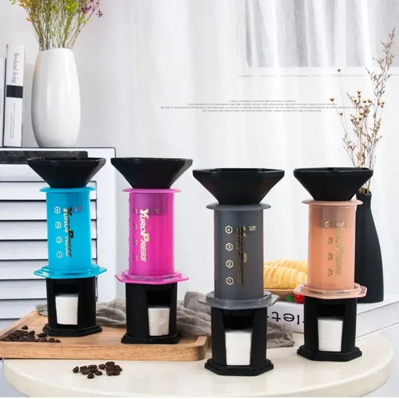 Portable Yuropress French Press – Compact Barista Espresso Coffee Maker with Reusable Filter – Ideal for Travel, Office, and Home Brewing