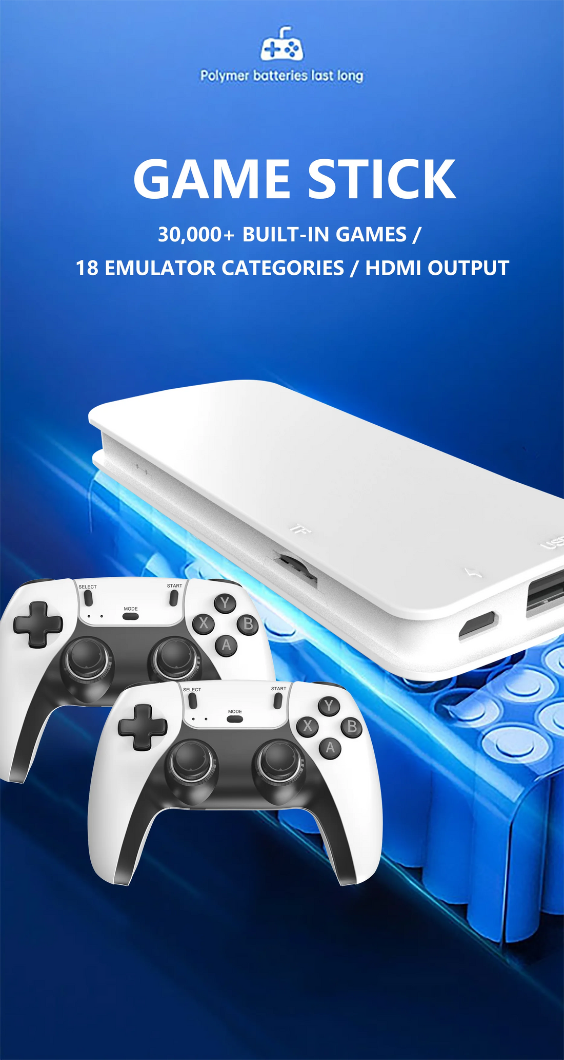 M15 4K Retro Game Stick – 40,000+ Classic Games, 128GB, Dual Wireless Controllers