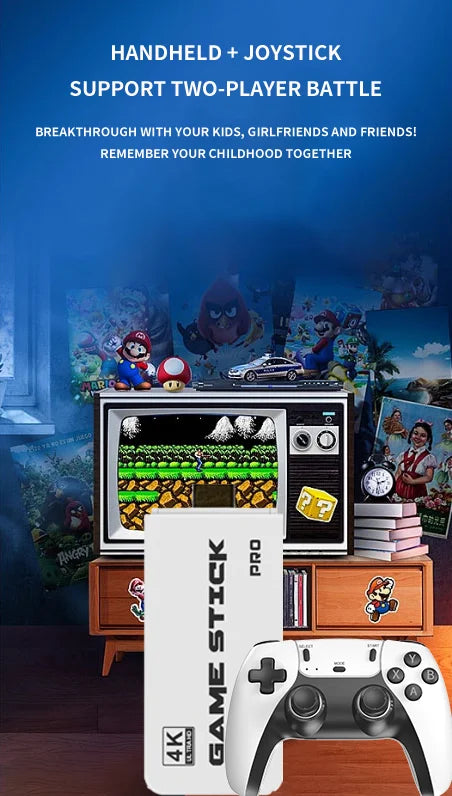 M15 4K Retro Game Stick – 40,000+ Classic Games, 128GB, Dual Wireless Controllers
