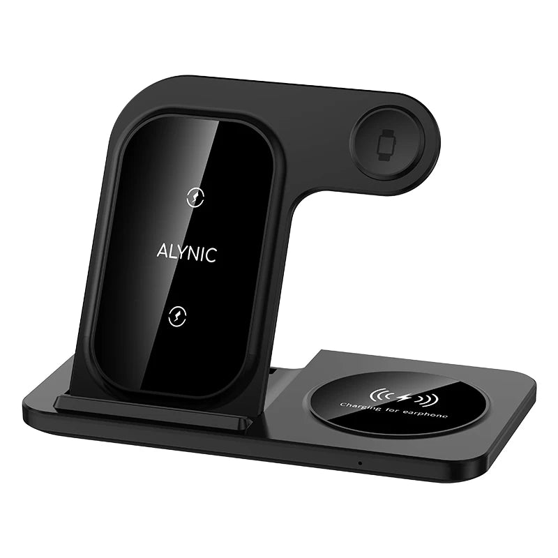 3-in-1 30W Fast Wireless Charging Station | Foldable Charger Stand for iPhone 15–11, Apple Watch Series 9–5, AirPods Pro