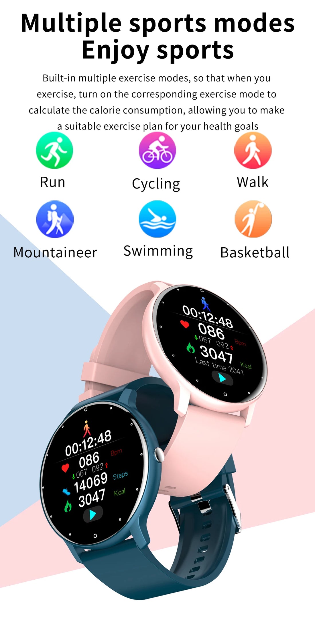 LIGE 2024 Smart watch Ladies Full touch Screen Sports