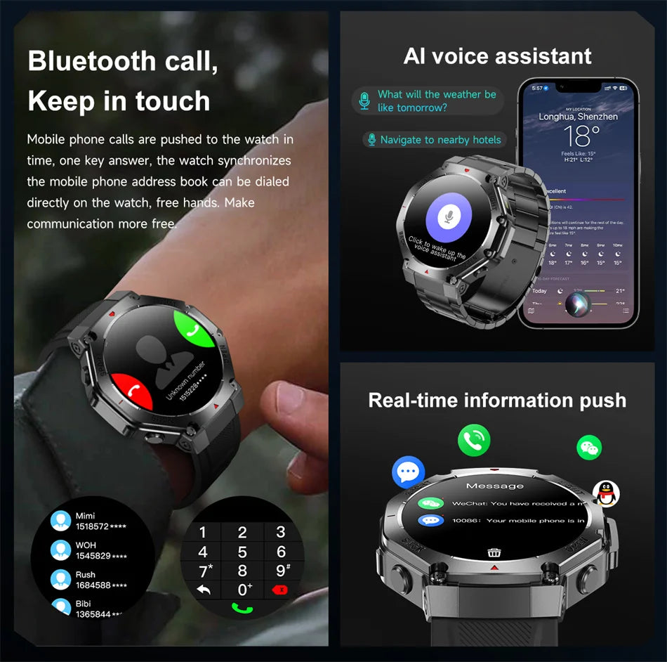 2025 New LED Smart Watch Men's HD AMOLED Bluetooth