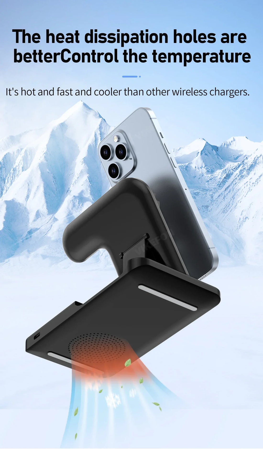 3-in-1 30W Fast Wireless Charging Station | Foldable Charger Stand for iPhone 15–11, Apple Watch Series 9–5, AirPods Pro