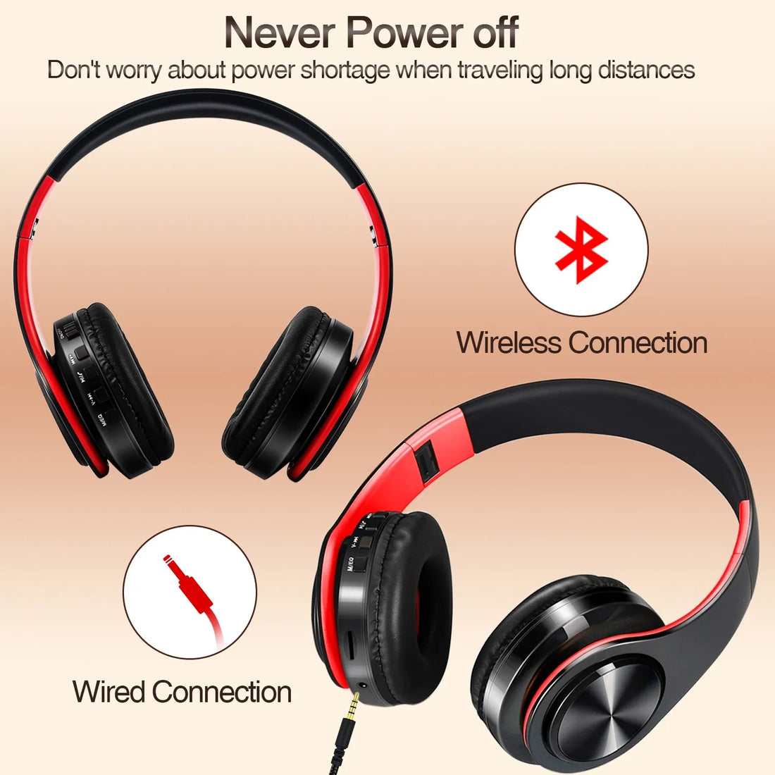 Bluetooth Over-Ear Headphones with Mic – Wireless, Soft Earmuffs, 20H Battery