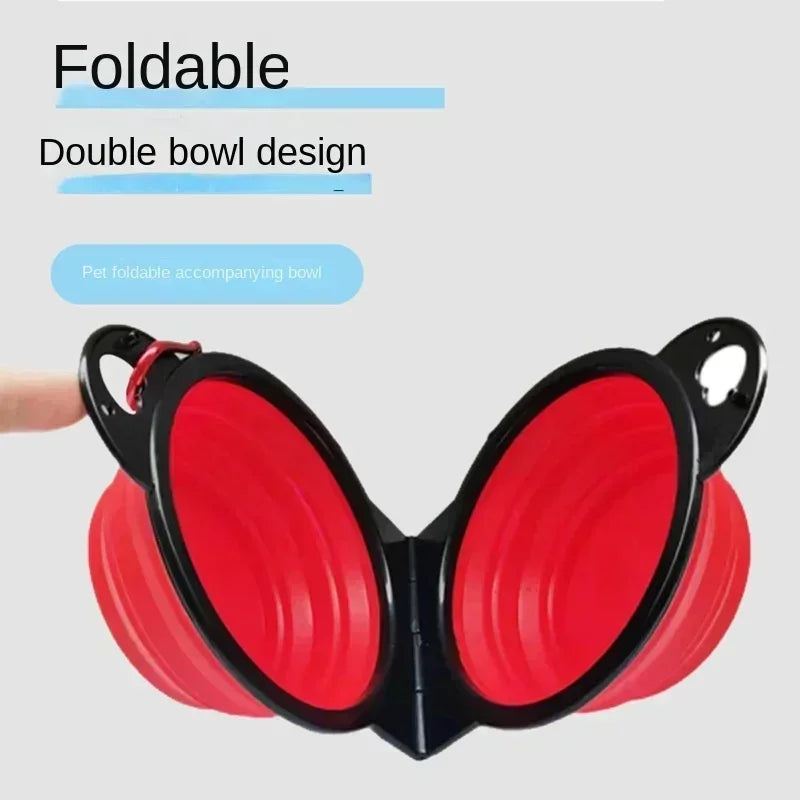 Portable Dual-Purpose Pet Feeder for Dogs & Cats – Collapsible Travel Bowl with Built-in Water Dispenser – Ideal for Hiking, Walks & On-the-Go Adventures