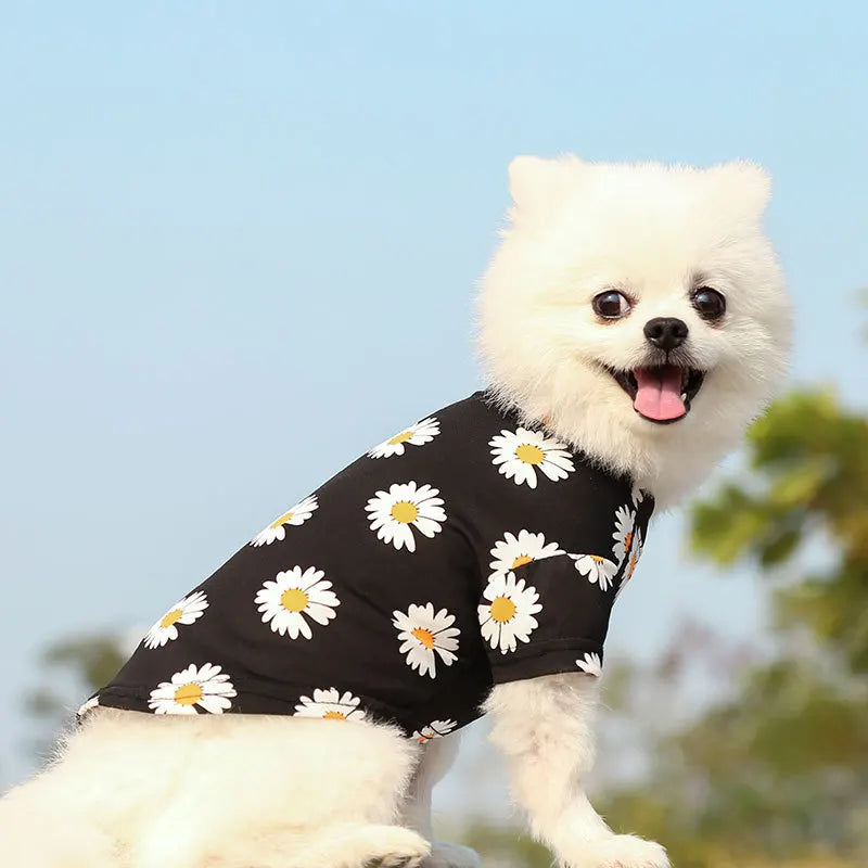 Pet Puppy T-Shirt Vest – Spring & Summer Printed Short Sleeve Clothes for Small & Medium Dogs – Lightweight Travel Pet Clothes
