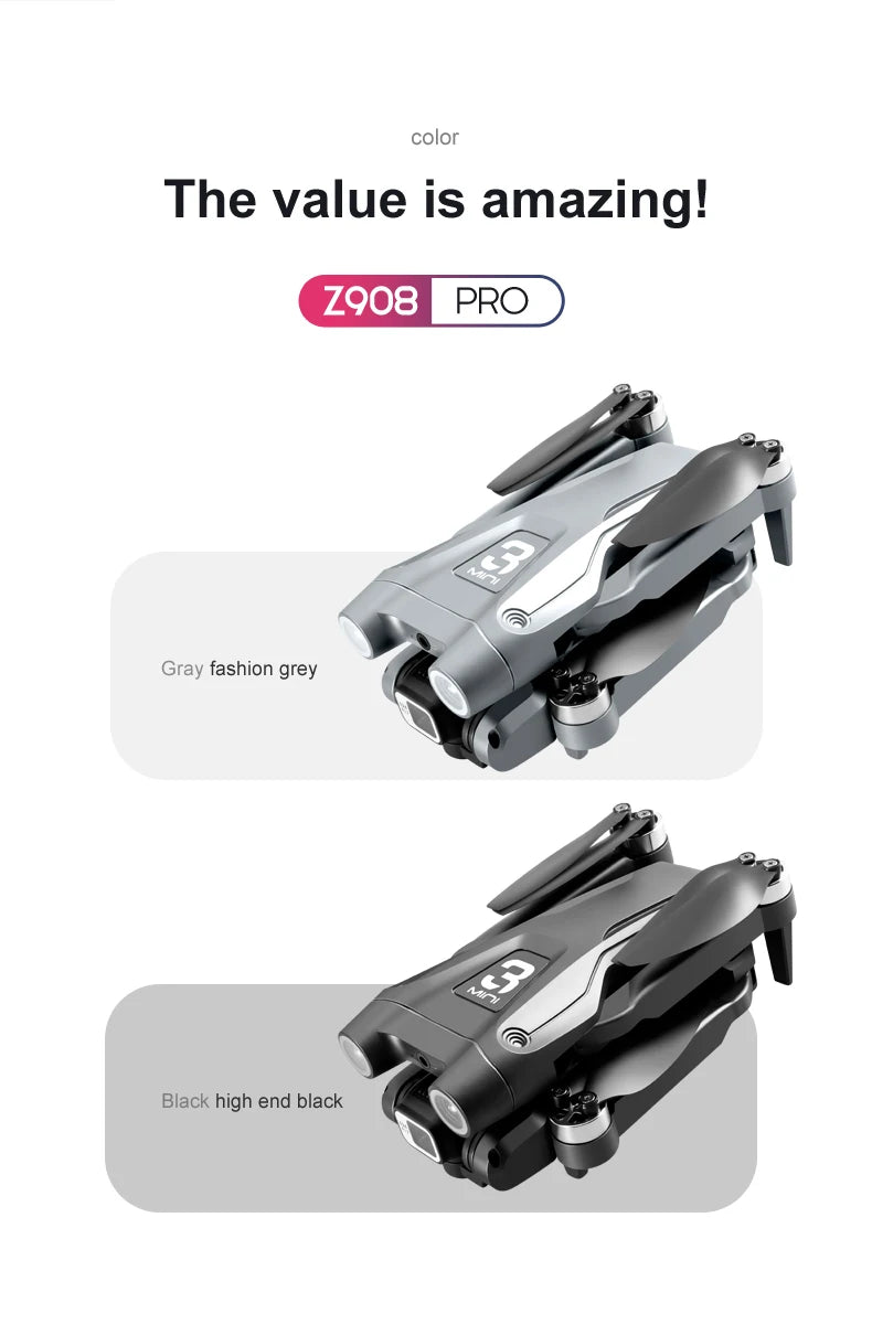 MINI Z908Pro Max Drone – 4K UHD Camera, Brushless Motor, WiFi FPV, Obstacle Avoidance, Folding RC Quadcopter for Beginners & Intermediates