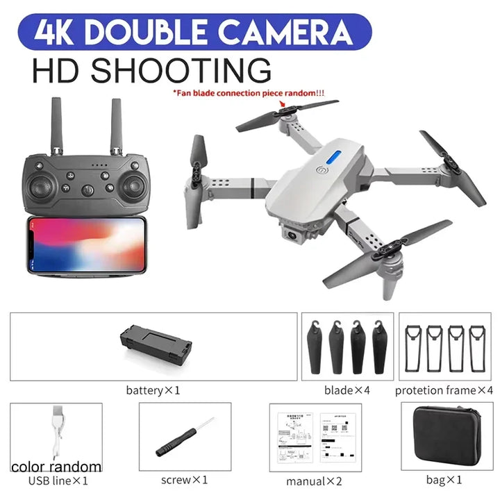 E88 Professional Wide Angle RC Drone – HD 4K Camera, Foldable Design, Ideal for Aerial Photography and Kids' Gifts