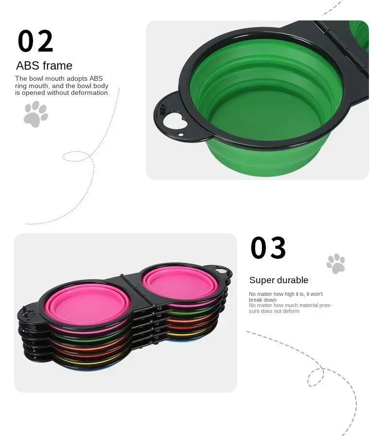Portable Dual-Purpose Pet Feeder for Dogs & Cats – Collapsible Travel Bowl with Built-in Water Dispenser – Ideal for Hiking, Walks & On-the-Go Adventures