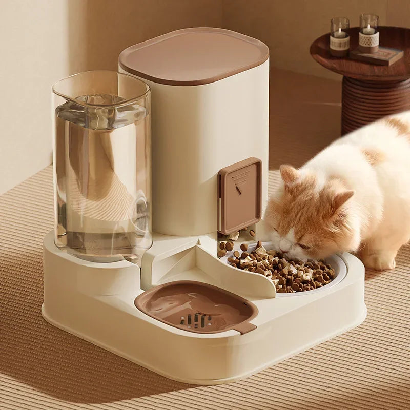 Automatic Pet Water & Food Dispenser – Dual Compartment with Wet/Dry Separation – Ideal for Cats & Small Dogs