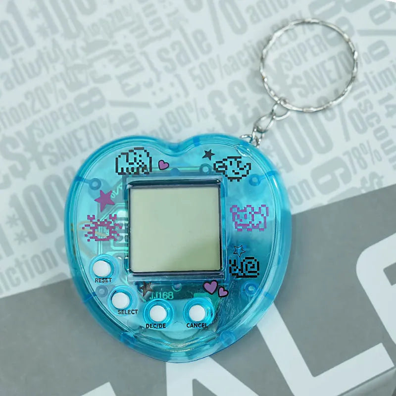 Transparent Electronic Pet Game Console – 49-in-1 Virtual Cyber Pet Toy with Pixel Graphics – Retro Handheld Digital Pet for Kids & Adults
