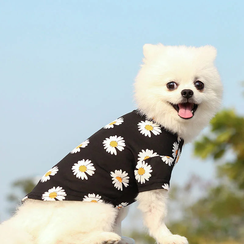 Pet Puppy T-Shirt Vest – Spring & Summer Printed Short Sleeve Clothes for Small & Medium Dogs – Lightweight Travel Pet Clothes