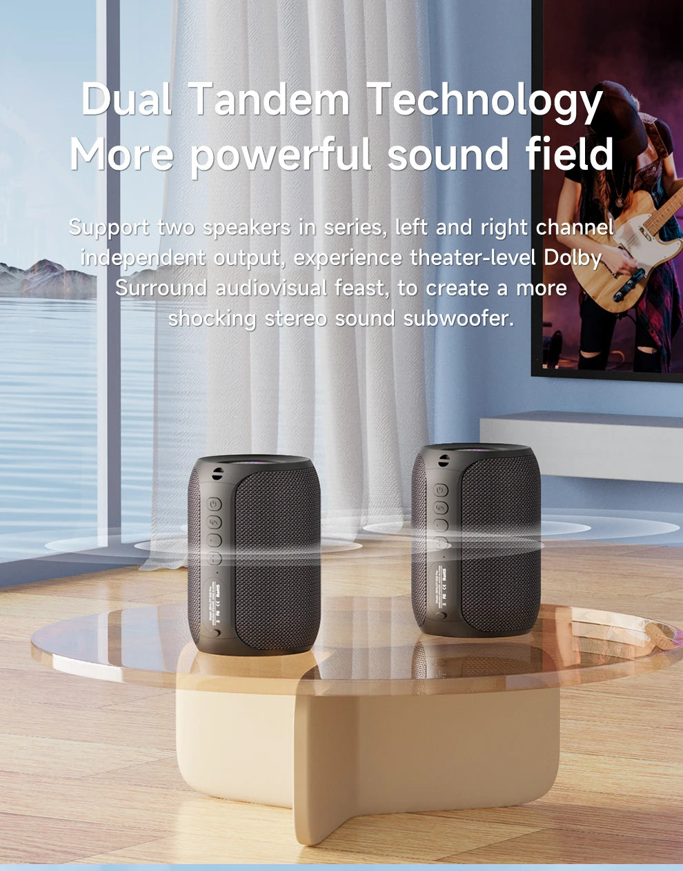 Zealot S32 Pro Bluetooth Speaker – Waterproof Portable Subwoofer with Deep Bass, RGB Lights, and 360° Stereo Sound