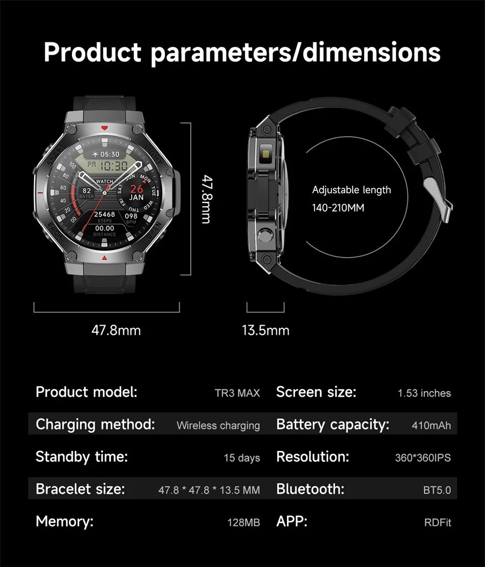 2025 New LED Smart Watch Men's HD AMOLED Bluetooth