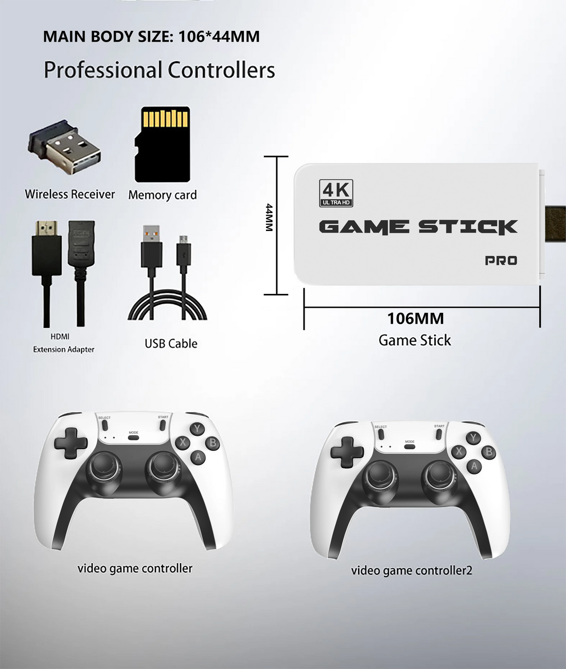 M15 4K Retro Game Stick – 40,000+ Classic Games, 128GB, Dual Wireless Controllers
