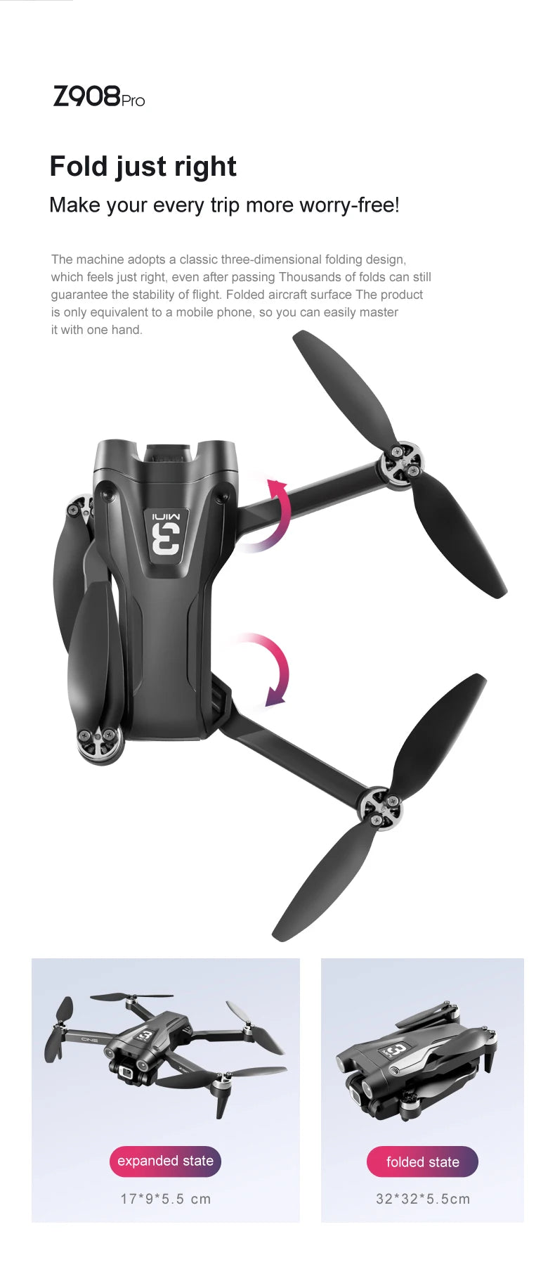 MINI Z908Pro Max Drone – 4K UHD Camera, Brushless Motor, WiFi FPV, Obstacle Avoidance, Folding RC Quadcopter for Beginners & Intermediates