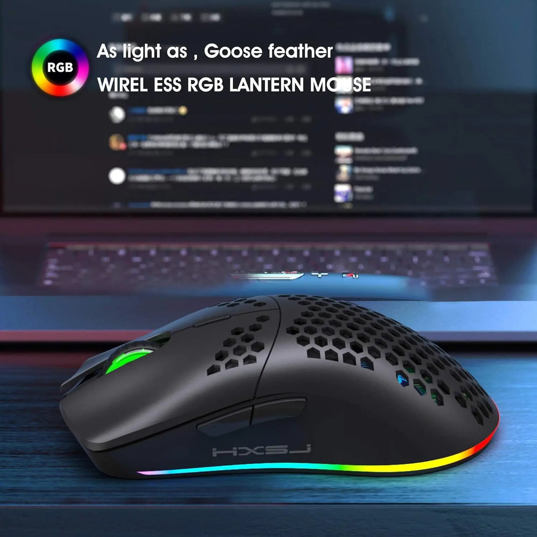 MAMBASNAKE x HXSJ T66 Wireless Gaming Mouse – 2.4GHz Rechargeable with 6 Programmable Buttons