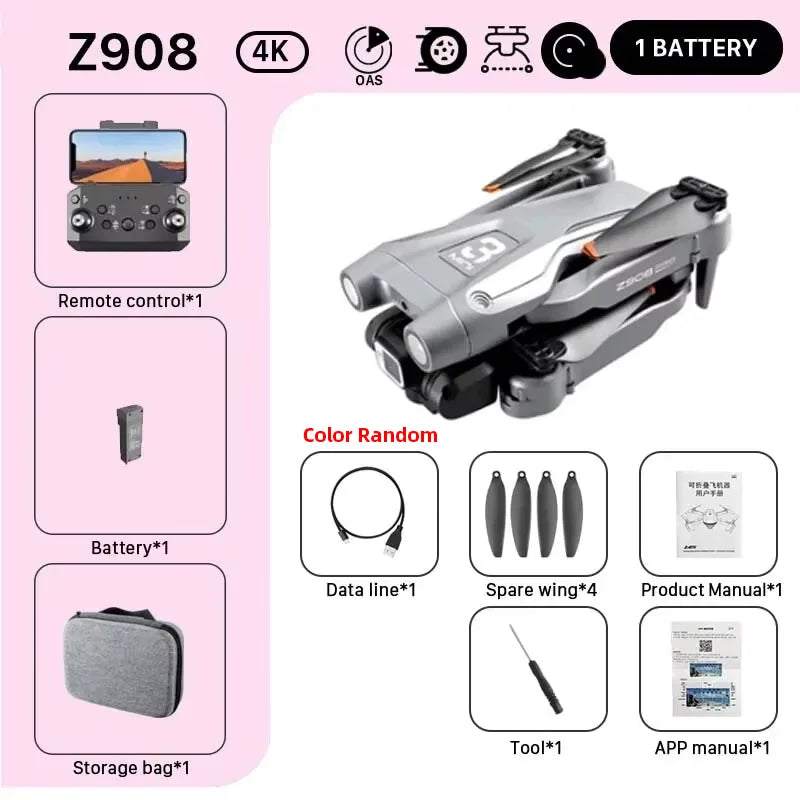 MINI Z908Pro Max Drone – 4K UHD Camera, Brushless Motor, WiFi FPV, Obstacle Avoidance, Folding RC Quadcopter for Beginners & Intermediates
