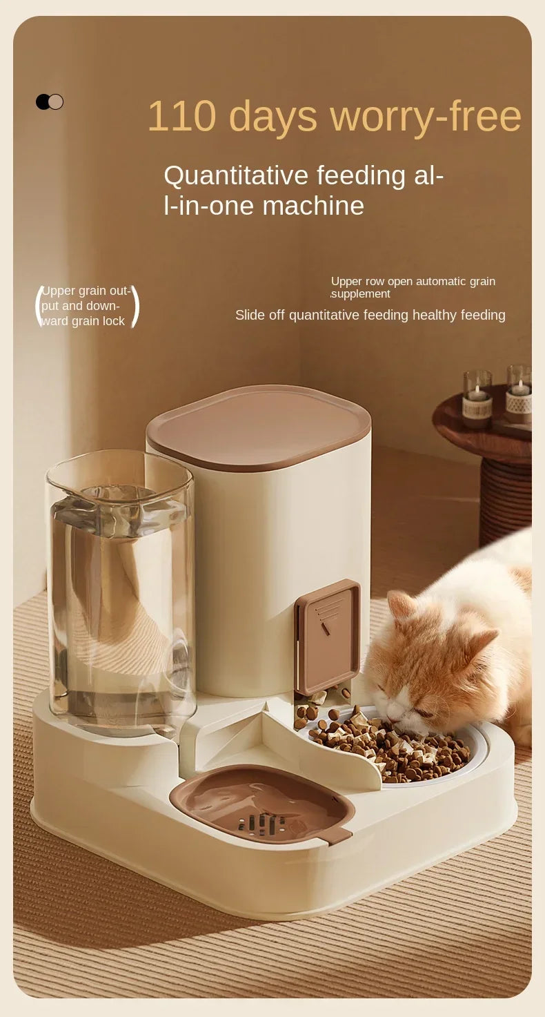 Automatic Pet Water & Food Dispenser – Dual Compartment with Wet/Dry Separation – Ideal for Cats & Small Dogs