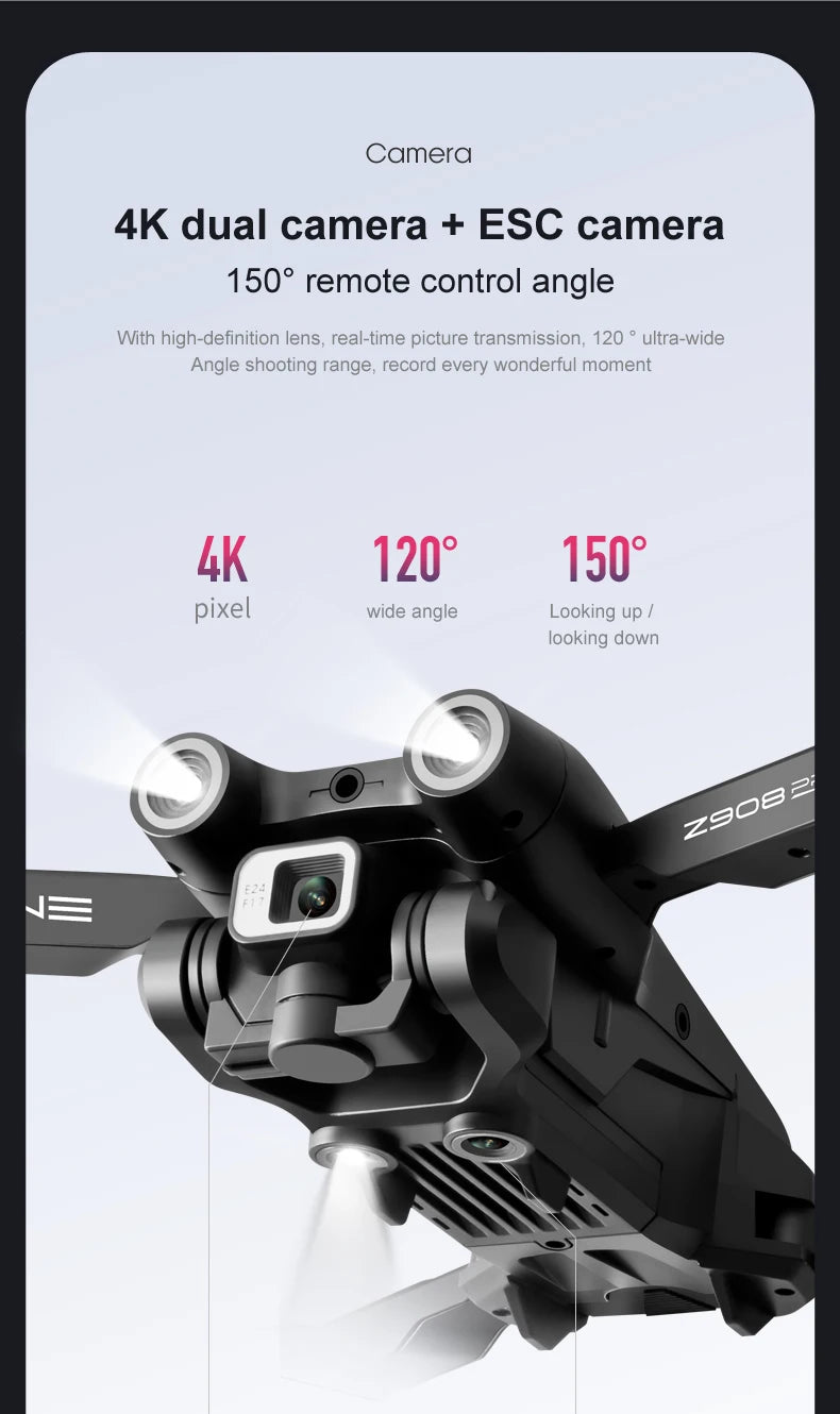 MINI Z908Pro Max Drone – 4K UHD Camera, Brushless Motor, WiFi FPV, Obstacle Avoidance, Folding RC Quadcopter for Beginners & Intermediates