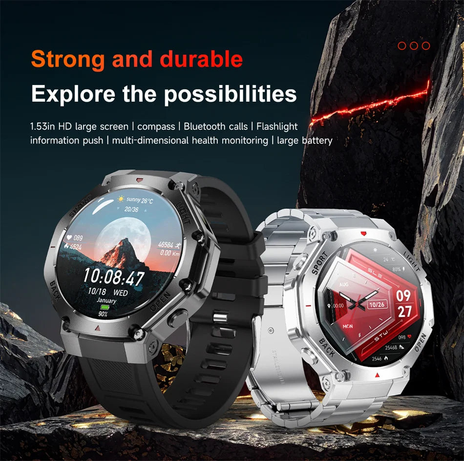 2025 New LED Smart Watch Men's HD AMOLED Bluetooth