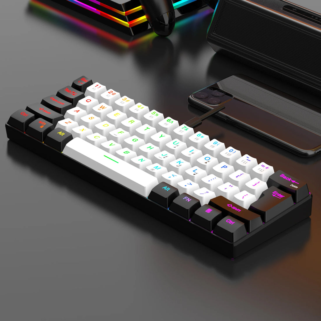 60% Wired Gaming Keyboard – RGB Backlit Ultra-Compact 61-Key Waterproof Mini Keyboard for PC/Mac Gamers