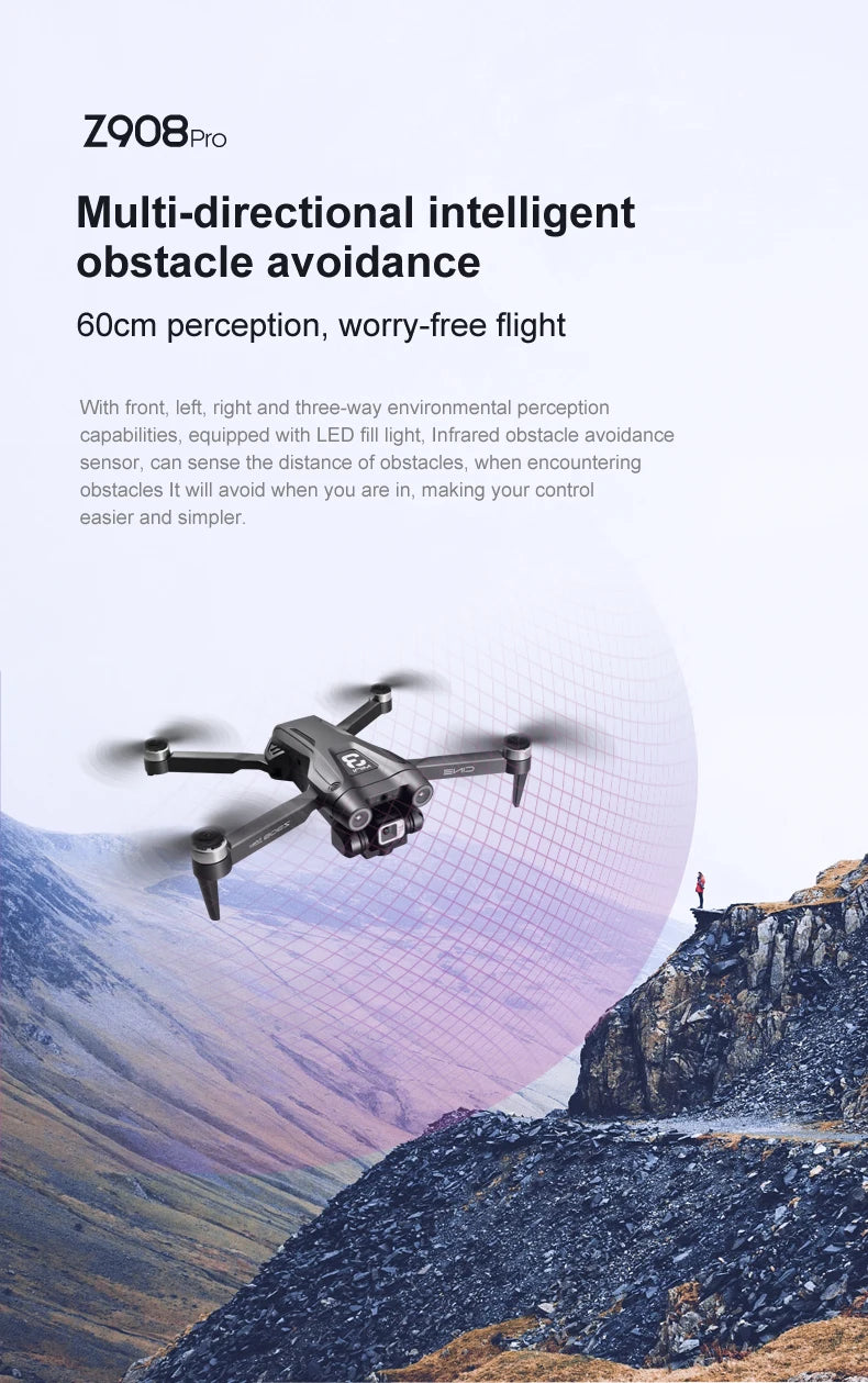 MINI Z908Pro Max Drone – 4K UHD Camera, Brushless Motor, WiFi FPV, Obstacle Avoidance, Folding RC Quadcopter for Beginners & Intermediates