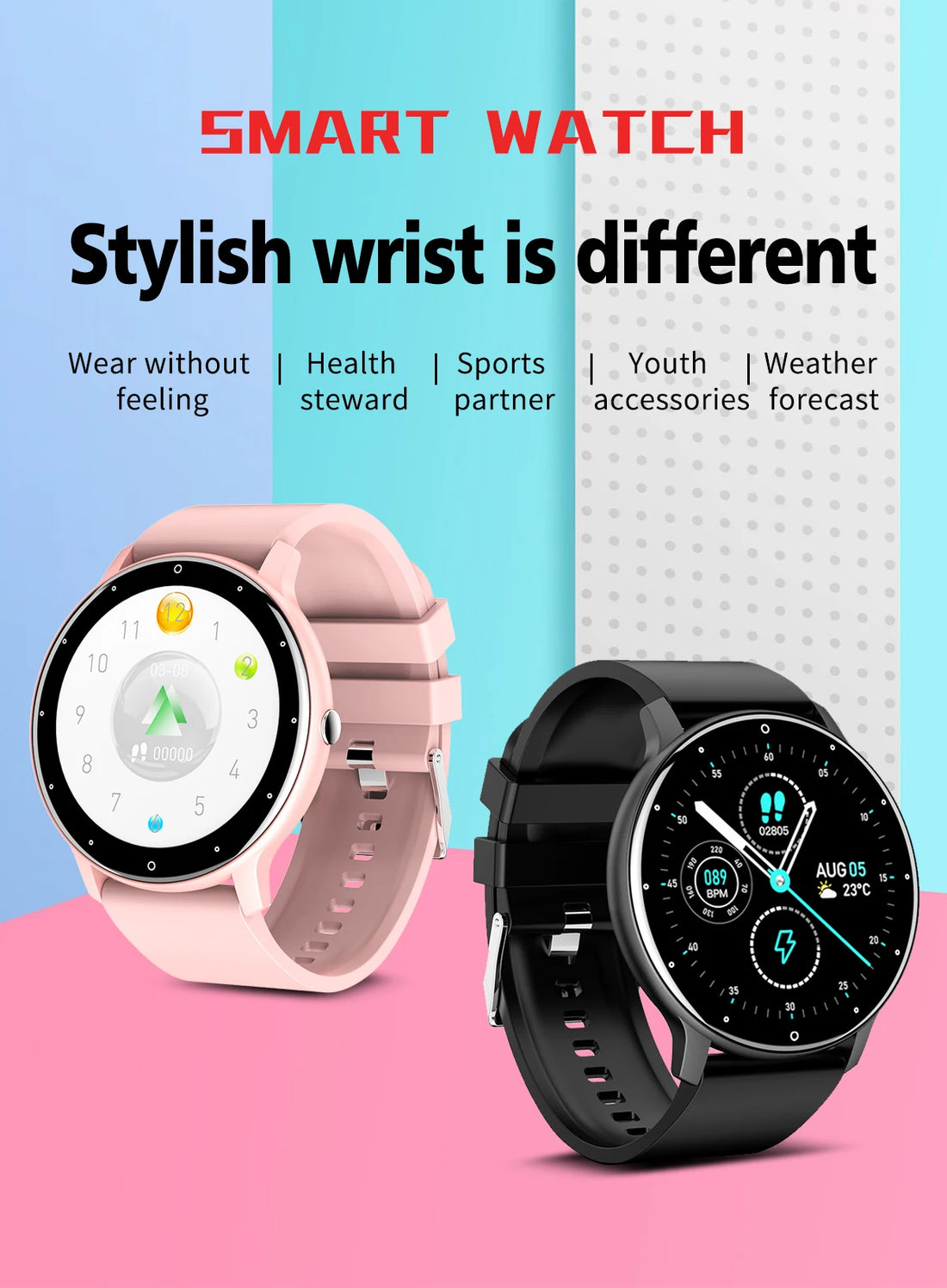 LIGE 2024 Smart watch Ladies Full touch Screen Sports