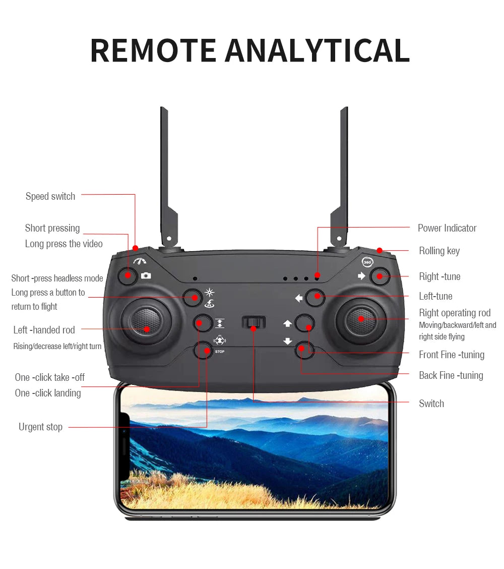 Foldable RC Drone – 4K HD Camera, WiFi FPV, Altitude Hold, Compact Quadcopter for Kids & Beginners