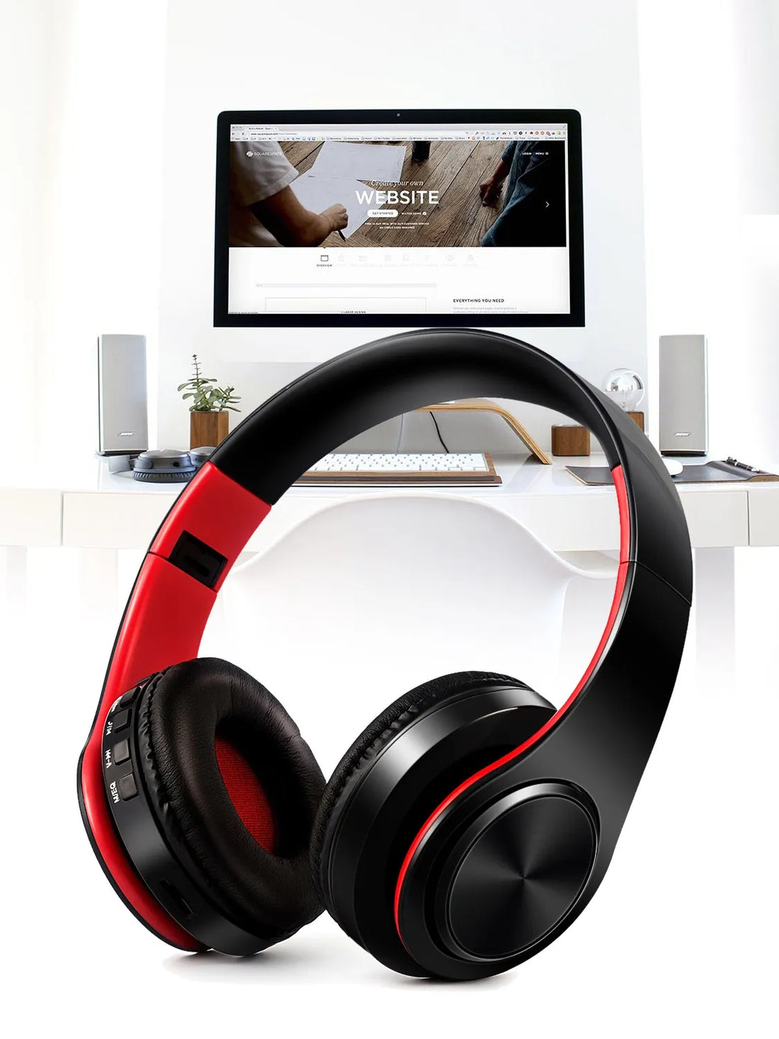 Bluetooth Over-Ear Headphones with Mic – Wireless, Soft Earmuffs, 20H Battery