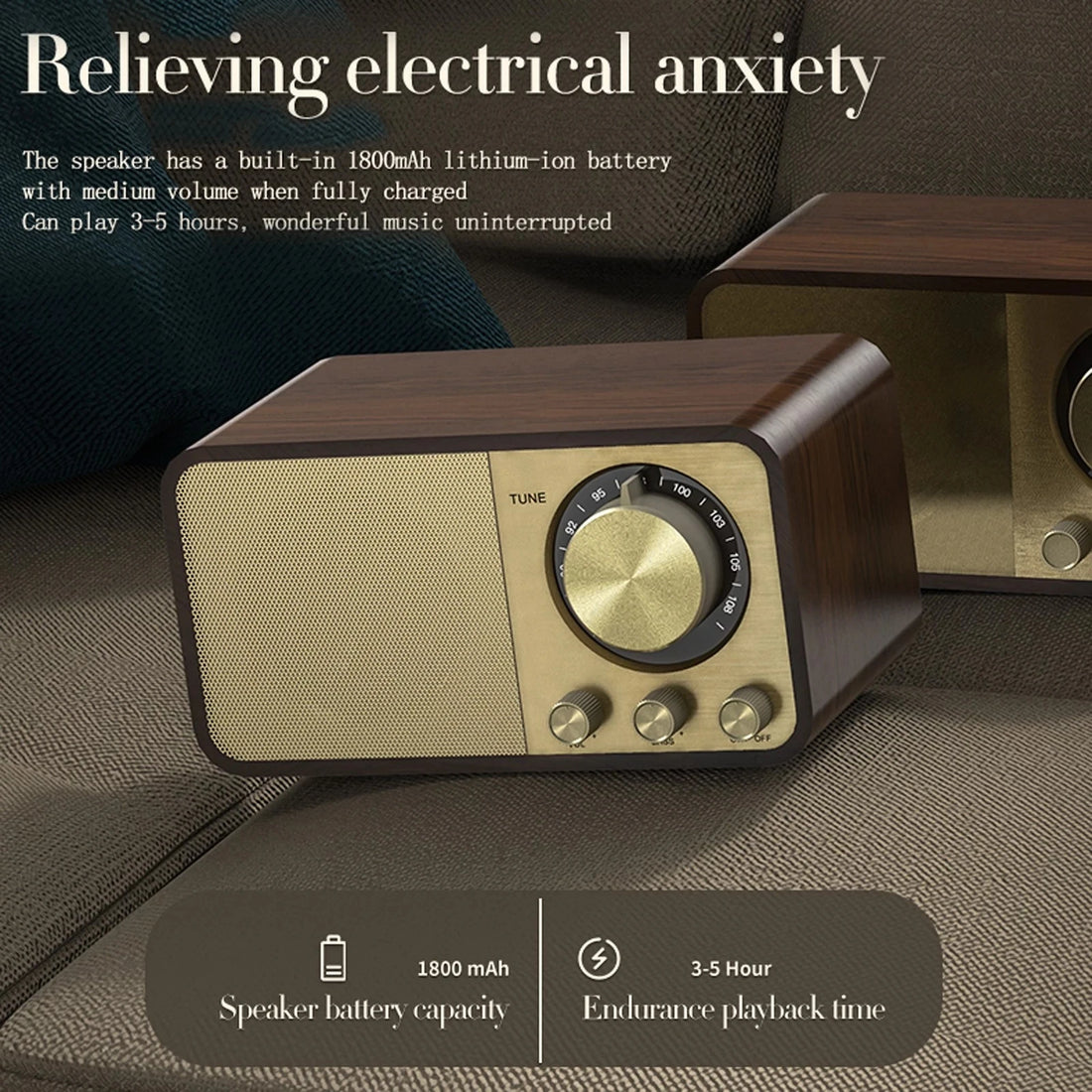 Nostalgic Bluetooth Speaker – Retro Wooden Design, Wireless Subwoofer, Bluetooth 5.0, FM Radio, Portable Audio
