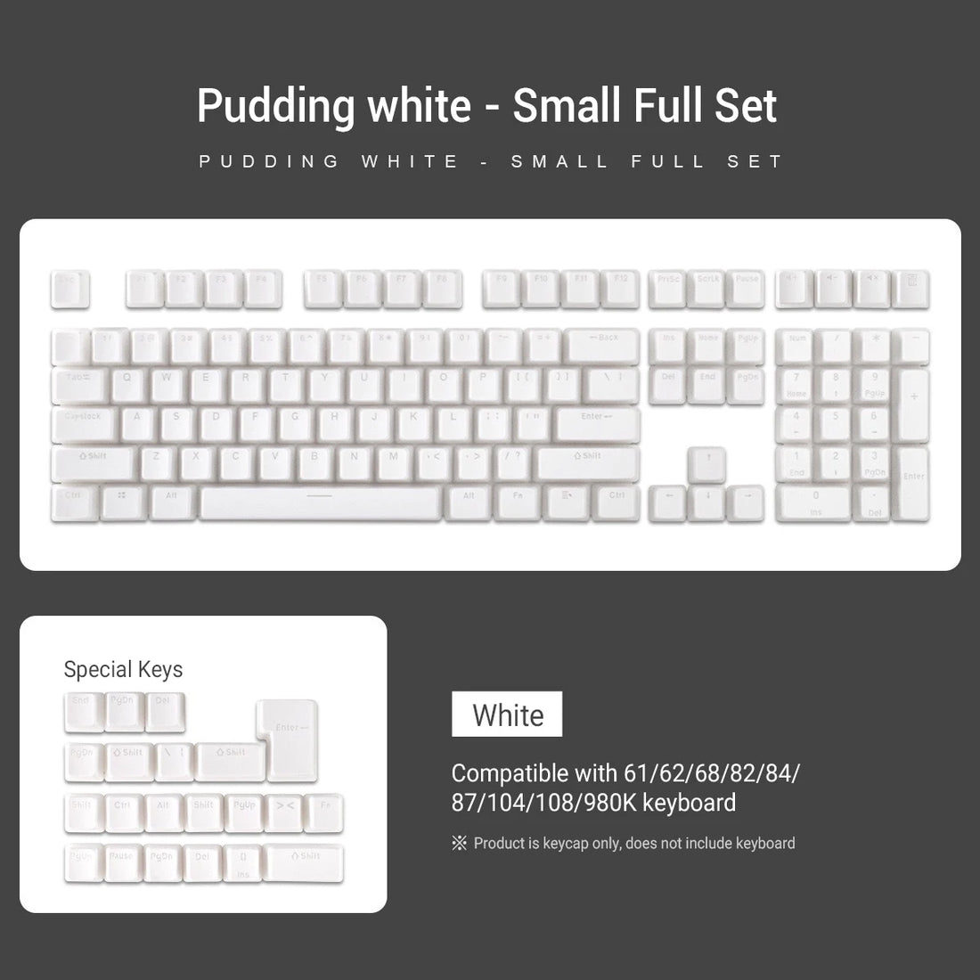 129-Key Pudding Keycaps – OEM Profile, PBT Double-Shot, RGB Backlit for MX Switch Mechanical Keyboards (ISO Layout)